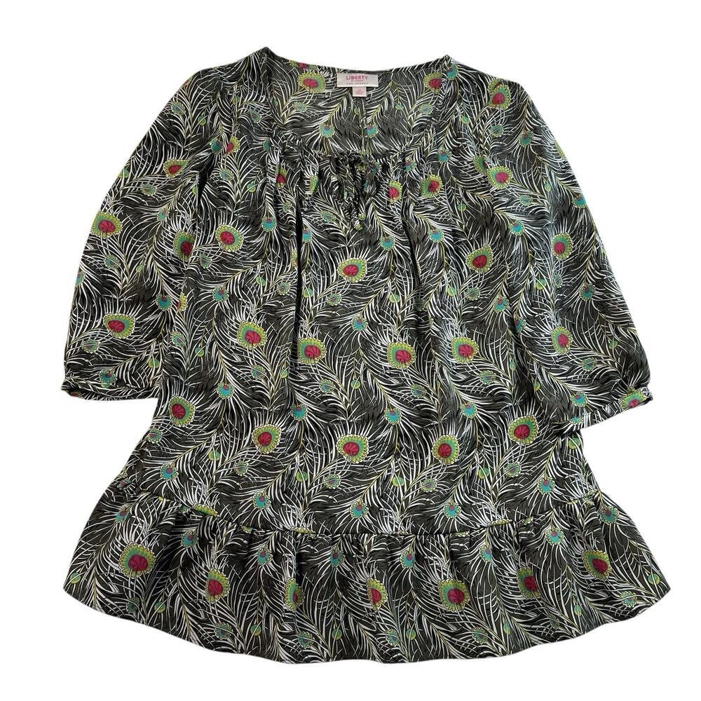 Y2K Liberty of London XS Isis Floral Feather Tunic Top Peasant Blouse Target‎